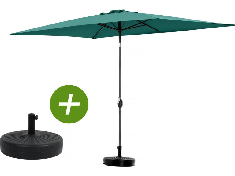 Parasol ogrodowy "Sol 2" - Prostokąt - 2 x 3 m - Zielony + płyty obciążające w zestawie