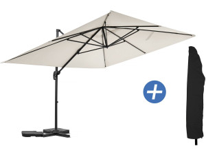 Parasol ogrodowy aluminiowy z wysięgnikiem „Sky 4” – 3 x 4 m – Ecru – z pokrowcem