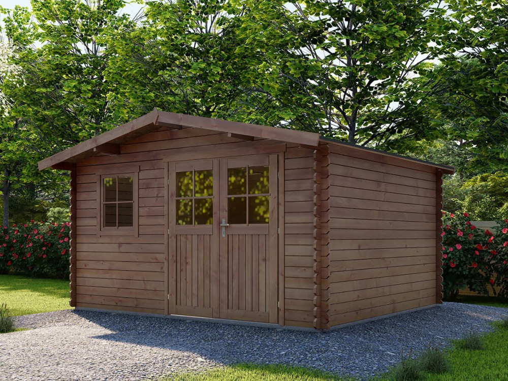 Domek ogrodowy "Valmont" z drewna, brązowy, autoklawowany, 14 m² - 28 mm