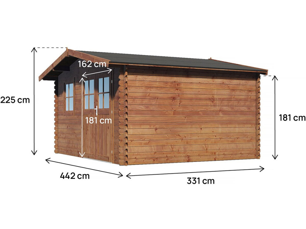 Domek ogrodowy "Valmont" z drewna, brązowy, autoklawowany, 14 m² - 28 mm