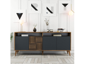 Kredens drewniany "Milan" - 180 x 35 x 78 cm - Orzech antracytowy 2