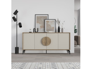 Drewniany kredens "Gora Wide" - 180 x 36 x 82 cm - Kremowy 2