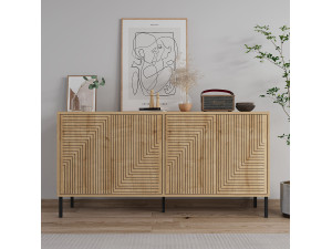 Drewniany kredens "Evolet" - 150 x 36 x 75 cm - Beżowy 2
