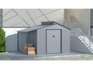 Szopa ogrodowa "Madras" - Metalowa - Z pergolą - 9.12 m² - 355 x 257 x 237 cm - Szara 2