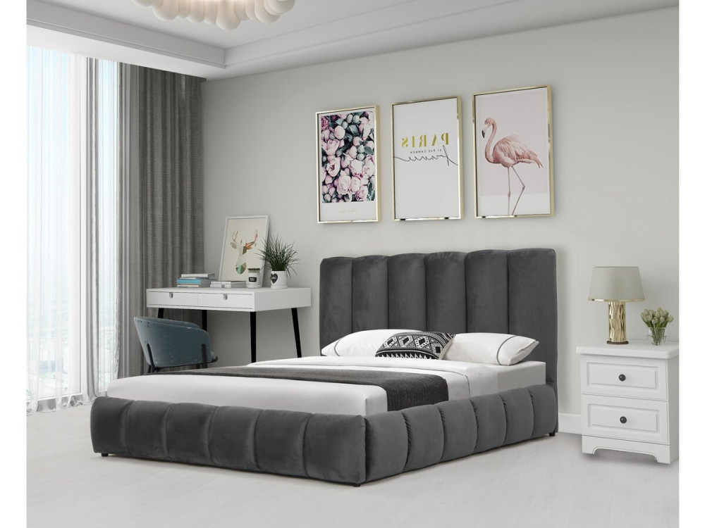 Lit avec coffre "Annie" 180 x 200 cm - Gris