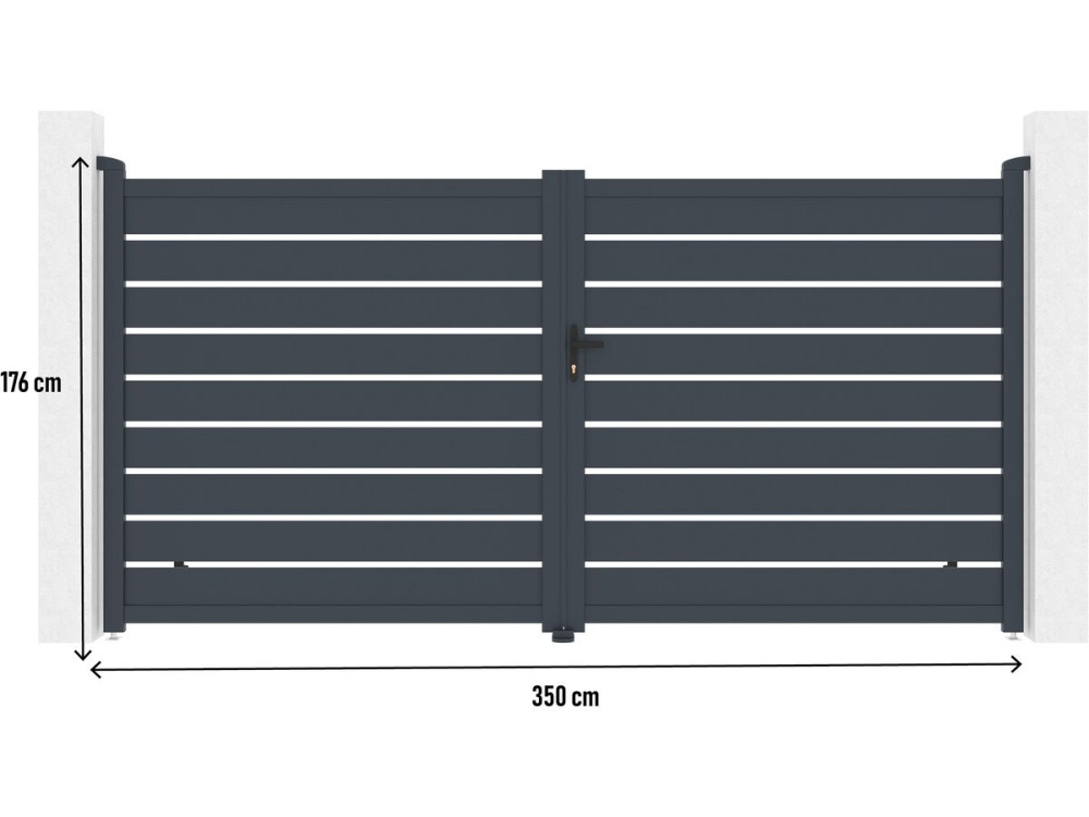 Brama aluminiowa „Bastien” – 350 x 176 cm – antracyt