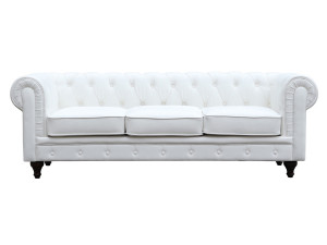 Sofa Chesterfield "Aliza" nierozkładana - 208 x 82 x 70 cm - 3 miejsca - Biała 2