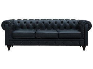 Sofa Chesterfield "Aliza" nierozkładana - 208 x 82 x 70 cm - 3 miejsca - Czarna 2
