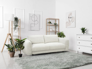 Sofa prosta z tkaniny Chenille „Saint Germain S” – 3-osobowa – beżowa 2