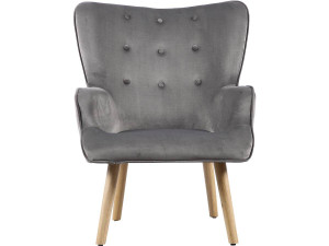 Fotel "Odense" w stylu skandynawskim, z weluru - 73 x 81 x 92.5 cm - 1 miejsce - Szary 2