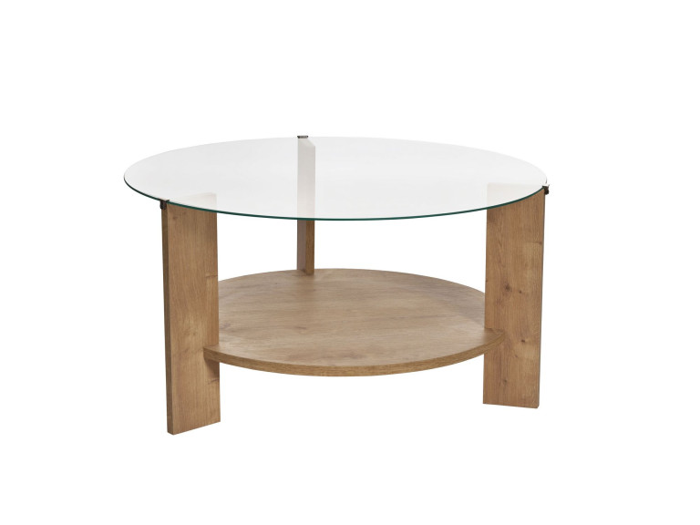 Drewniany stolik kawowy "Clara" - 75 x 75 x 40 cm - SaphirTransparent Oak