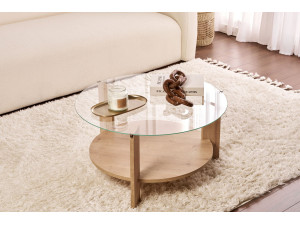 Drewniany stolik kawowy "Clara" - 75 x 75 x 40 cm - SaphirTransparent Oak 2