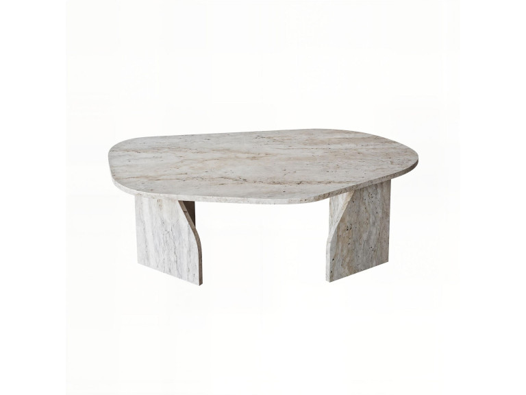 Drewniany stolik kawowy "Rock" 100 x 60 x 35 cm - trawertyn