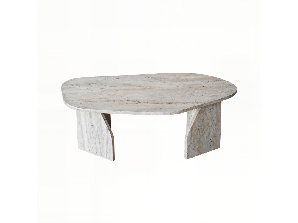 Drewniany stolik kawowy "Rock" 100 x 60 x 35 cm - trawertyn