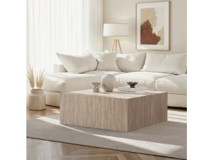 Stolik kawowy MDF "Prizma" - 90 x 90 x 35 cm - Trawertyn 2