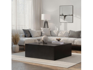 Stolik kawowy "Prizma" MDF - 90 x 90 x 35 cm - Czarne drewno 2