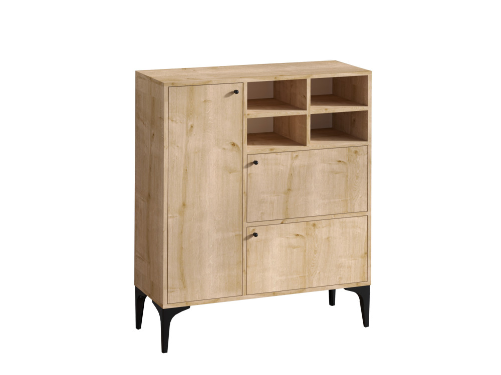 Drewniany kredens "Ewa" - 100 x 35 x 125 cm - Dąb Szafirowy