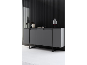 Drewniany kredens "Luxe" - 160 x 35 x 80 cm - Antracytowy szary 2
