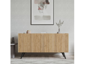 Drewniany kredens "Pekin" - 150 x 40 x 76 cm - Brązowy 2