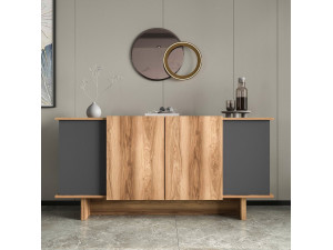 Drewniany kredens "Diana" - 180 x 40 x 81 cm - Antracytowy szary 2