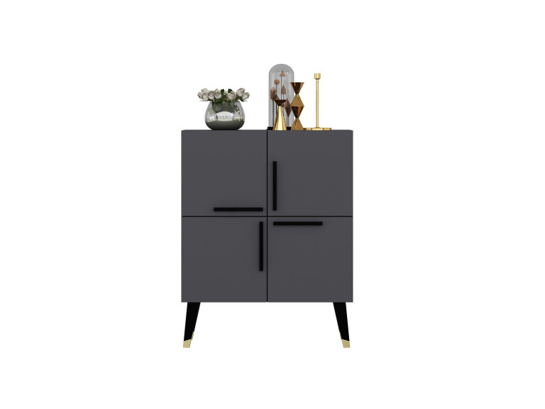 Drewniany kredens "Makro" - 70 x 35 x 90 cm - Antracytowy szary