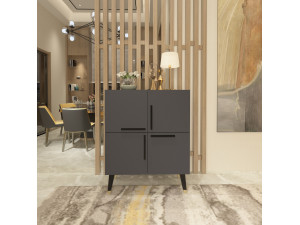 Drewniany kredens "Makro" - 70 x 35 x 90 cm - Antracytowy szary 2