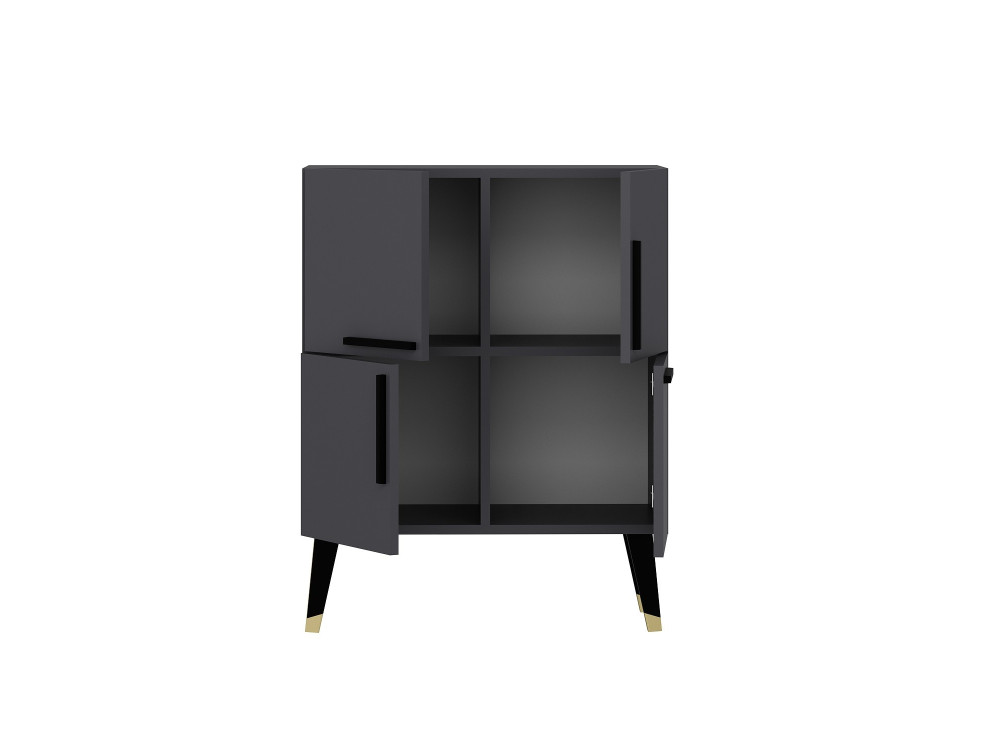 Drewniany kredens "Makro" - 70 x 35 x 90 cm - Antracytowy szary