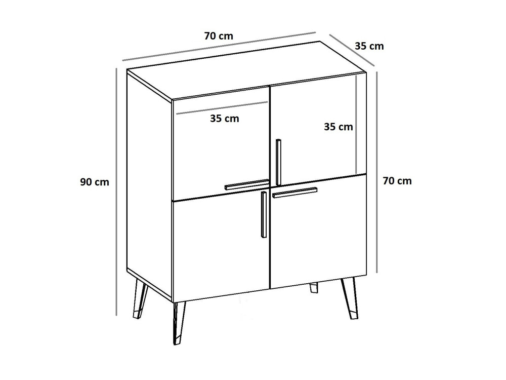 Drewniany kredens "Makro" - 70 x 35 x 90 cm - Antracytowy szary