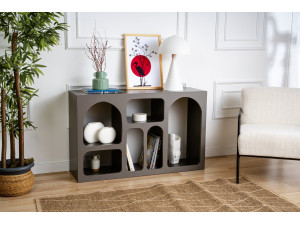 Drewniany kredens "Liva 120" - 120 x 37 x 74 cm - Antracytowy szary 2