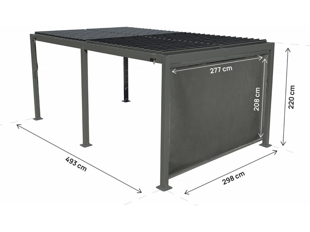 Pergola bioklimatyczna "Kensington" z aluminiową markizą - 3 x 5 m - Szary
