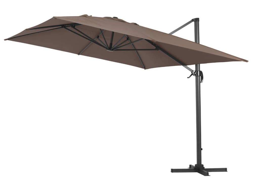 Parasol ogrodowy „Sun 4” - Z aluminium - Prostokątny - 3 x 4 m - Szaro-brązowy