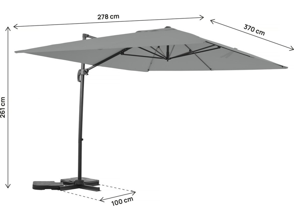 Aluminiowy parasol ogrodowy Sky 4" offset - 3 x 4 m - Szary