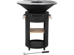 Grill na węgiel drzewny i drewno "Cesar premium" - Ø 81 cm - Czarny