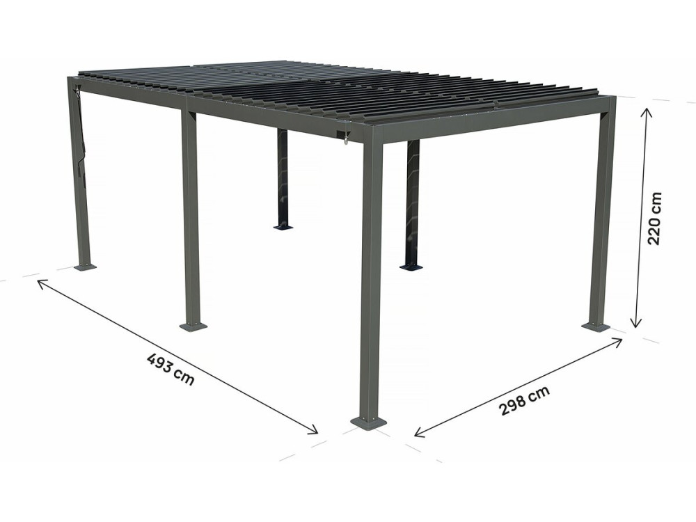Samonośna aluminiowa pergola bioklimatyczna "Kensington" - 3 x 5 m - Szary