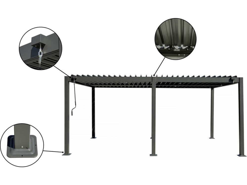 Samonośna aluminiowa pergola bioklimatyczna "Kensington" - 3 x 5 m - Szary