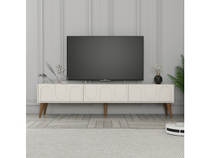 Meuble TV en bois "Lyon" - 180 x 35 x 44 cm - CrèmeNoix 2
