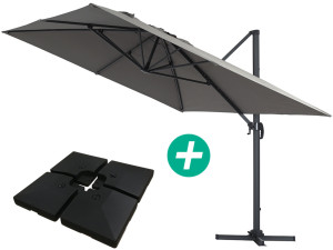 Parasol ogrodowy "Sun 4" - Prostokątny - 3 x 4 m - Szary - Obciążniki w zestawie