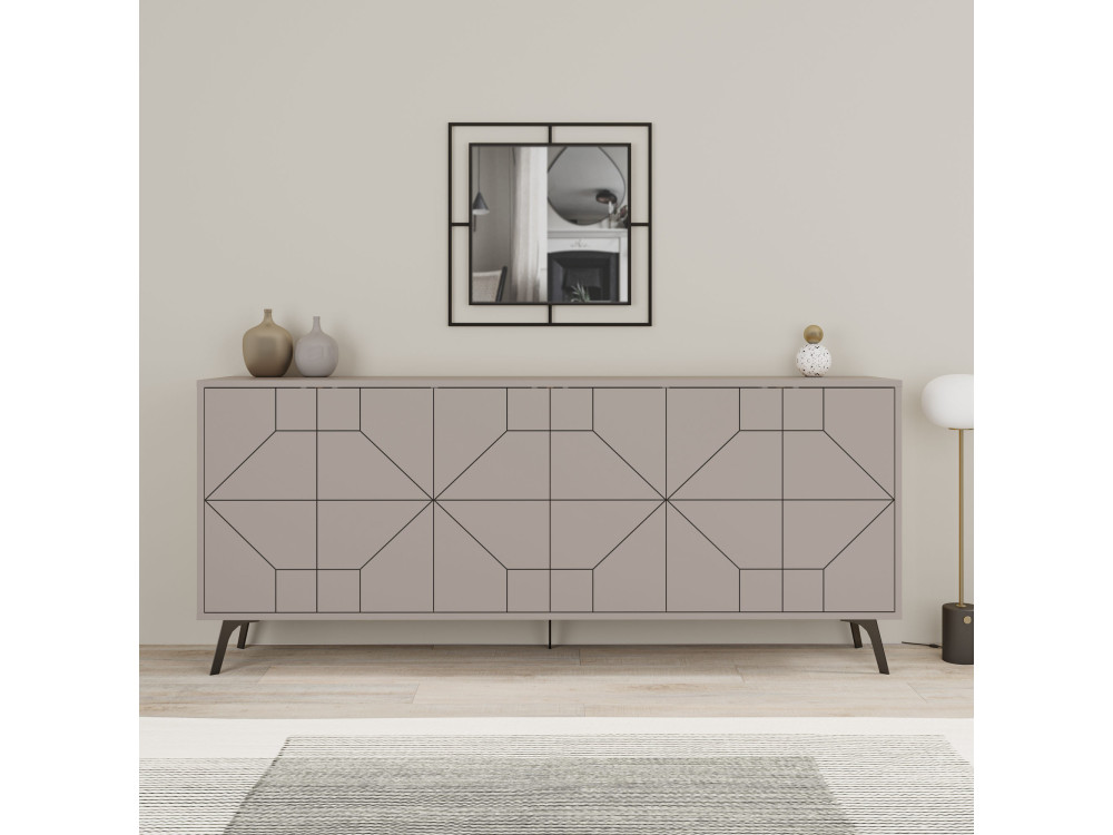 Drewniany kredens "Dune" - 184 x 35 x 77 cm - Jasny brąz mokka