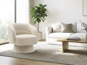 Fotel obrotowy "Franklin" z tkaniny frotte - 74 x 75 x 75 cm - Beżowy 2