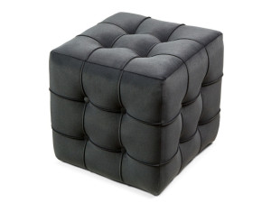Aksamitny puf "Lizbon" - 42 x 42 x 42 cm - Szary