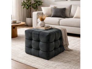 Aksamitny puf "Lizbon" - 42 x 42 x 42 cm - Szary 2