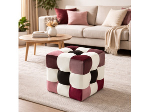 Aksamitny puf "Patchwork" - 42 x 42 x 42 cm - Wielokolorowy 2