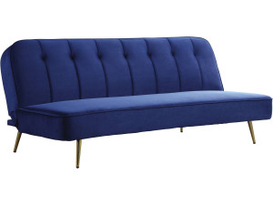 Wersalka rozkładana "James" z weluru - 180 x 83 x 75 cm - 3 miejsca - Ciemnoniebieska 2