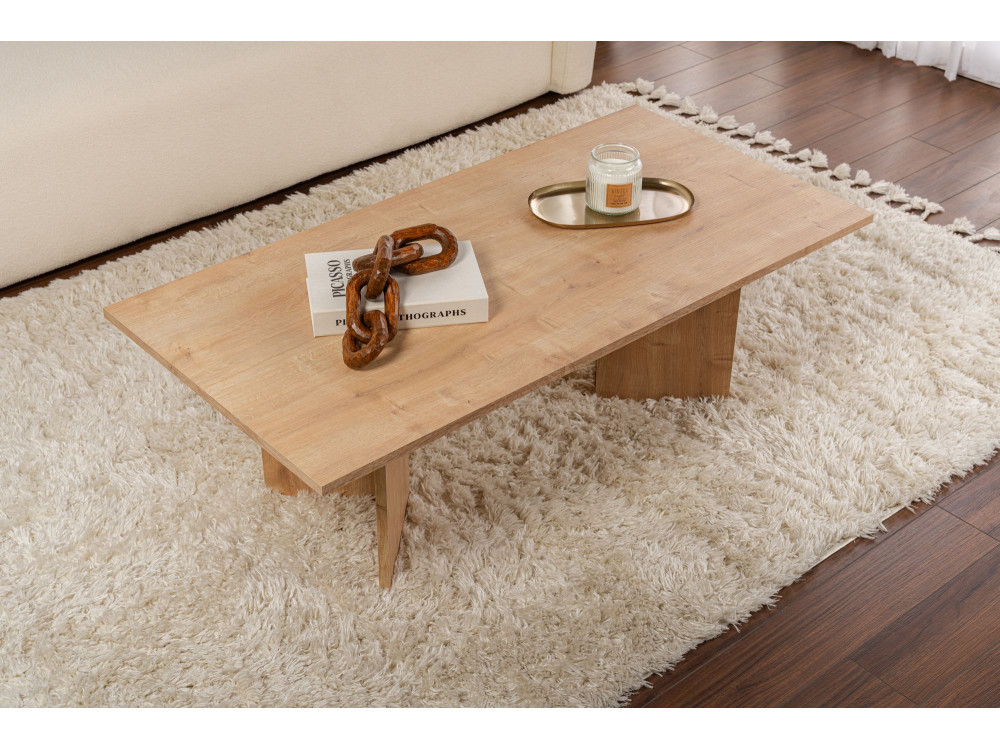 Drewniany stolik kawowy "Sabin" - 60 x 119 x 40 cm - Dąb Szafirowy