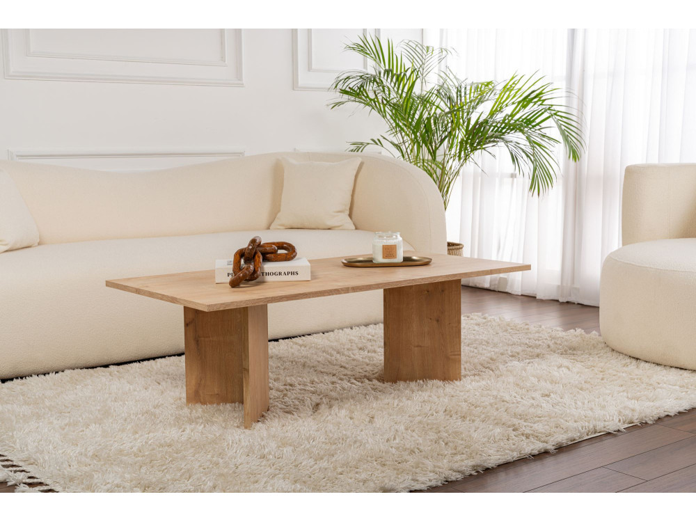 Drewniany stolik kawowy "Sabin" - 60 x 119 x 40 cm - Dąb Szafirowy