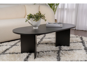 Drewniany stolik kawowy "Sand" - 60 x 119 x 40 cm - Czarne drewno 2