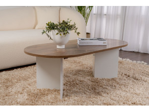 Drewniany stolik kawowy "Sand" - 60 x 119 x 40 cm - Orzech biały 2