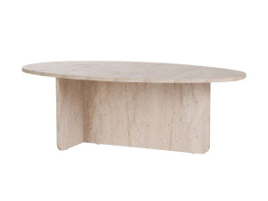 Drewniany stolik kawowy "Orba" - 120 x 65 x 40 cm - trawertyn