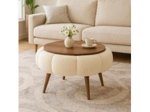 Drewniany stolik kawowy Papatya 60" - 60 x 60 x 44 cm - Kremowy 2