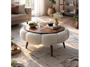 Drewniany stolik kawowy Papatya 60" - 60 x 60 x 44 cm - Biały 2
